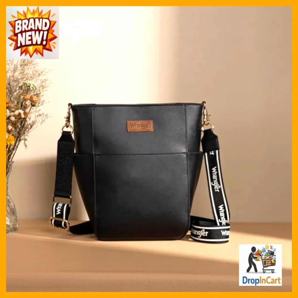 Vegan Leather Crossbody Bag Bucket Purse Guitar Strap Casual Western Style_6